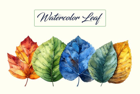 4 Watercolor Colorful Leaves Bundle: A Creative Resource for Modern Designers