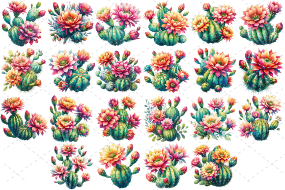 Cactus Bloom Watercolor Clipart Bundle: A Vibrant Addition to Your Creative Projects