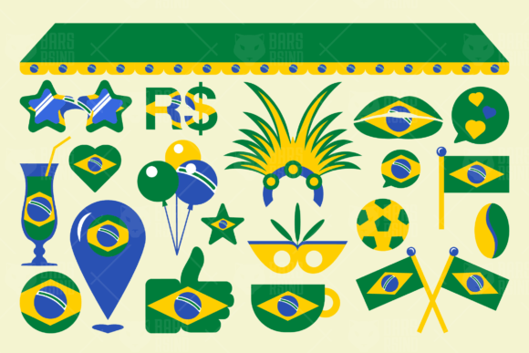 Cartoon Vector Brazil Flag Illustrations