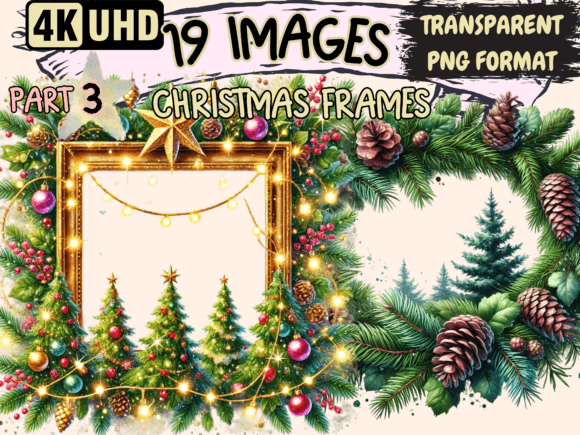 Christmas Frames Clipart P3: Elevate Your Holiday Designs with Elegance and Style
