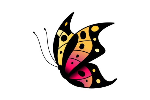 Colorful Stylized Butterfly. Flying Brig