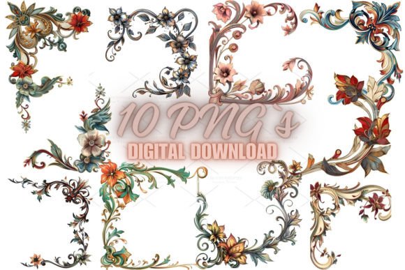 Corner Border Clipart, PNG 6S-25