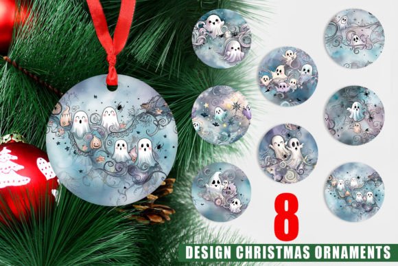 Cute Ghost Pattern Christmas Ornaments for Creative Holiday Projects