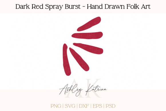 Dark Red Spray Burst-Hand Drawn Folk Art