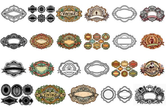 Empty Vintage Labels Set
