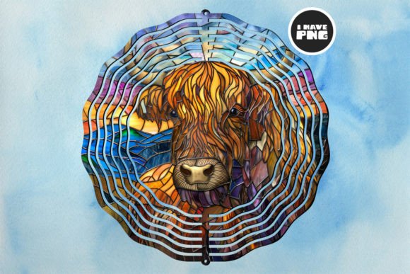 Highland Cow Wind Spinner Sublimation 07: A Unique Design for Creative Projects