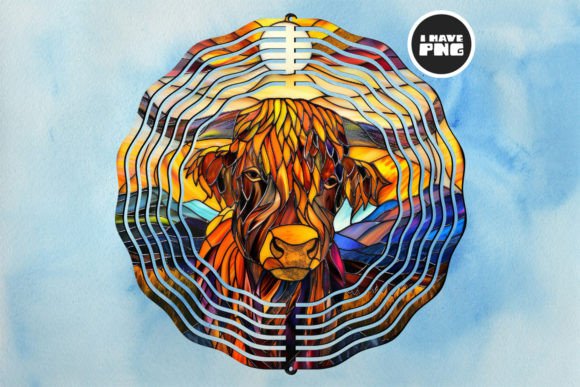 Highland Cow Wind Spinner Sublimation 14: A Unique Design for Creative and Commercial Use