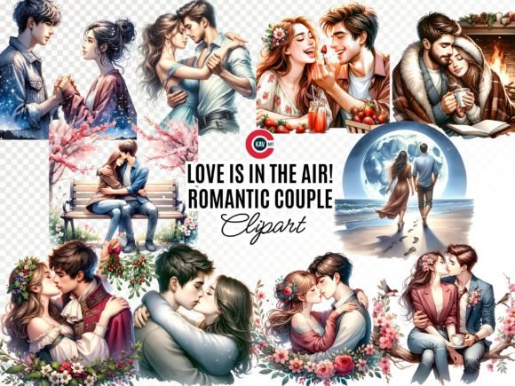 Love is in the Air: Romantic and Loving Couple Clipart for Every Creative Project