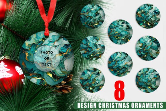 Ornament Green Marble Painting and Christmas Ornaments PNG: A Creative Solution for Holiday Decor