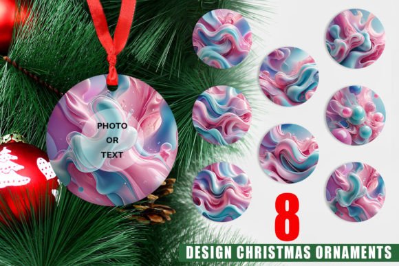 Ornament Pink Blue Fluid Wave