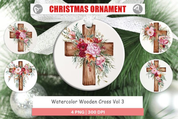 Ornament Watercolor Wooden Cross: A Unique Addition to Your Christmas Decor