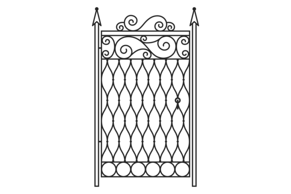 Ornate Iron Forged Fence in Retro Decora