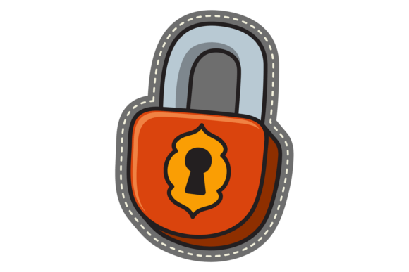 Padlock Fabric Patch. Textile Sticker of