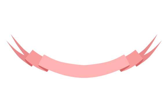 Pink Ribbon Banner Template. Curved Deco