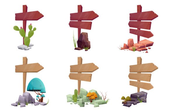 Rustic Directional Sign Clipart for Creative and Practical Use