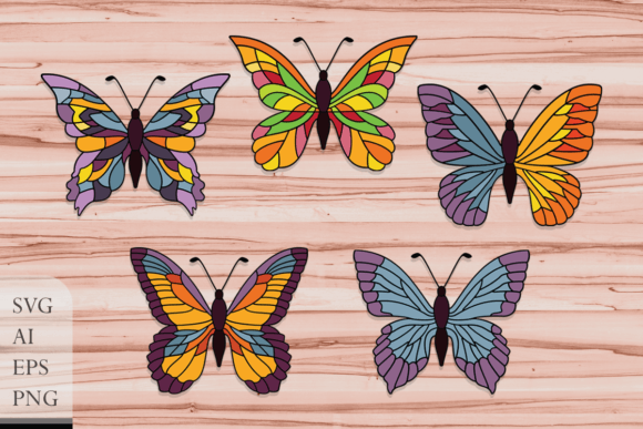 Set of Stained Glass Butterflies: A Versatile Creative Resource