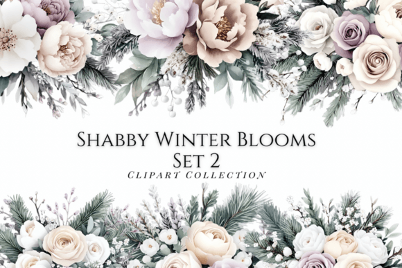 Shabby Winter Blooms Clipart Set 2