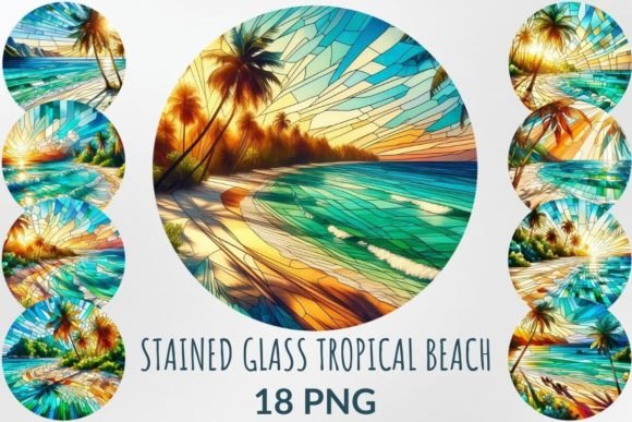 Stained Glass Tropical Beach Sublimation: A Unique Blend of Art and Design