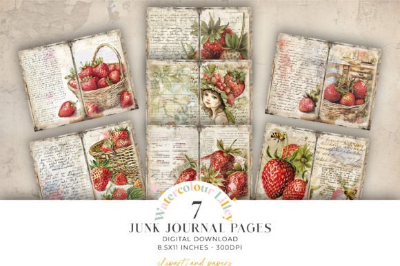 Strawberry Junk Journal Papers