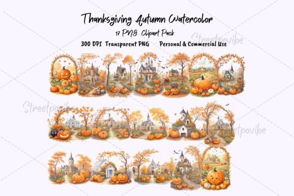 Thankgiving Pumpkin Watercolor Clipart: A Versatile Design Resource