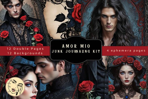The Amor Mio Junk Journaling Kit: A Romantic and Gothic Digital Collection for Creative Expression