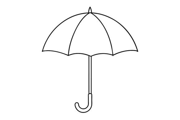 Umbrella Line Art Vector Silhouette