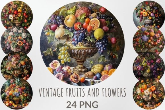 Vintage Exotic Fruits and Flowers Bundle: A Timeless Addition to Your Creative Projects