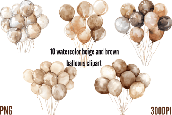 Watercolor Beige and Brown Balloons Clip: A Versatile Design Asset for Creative Projects