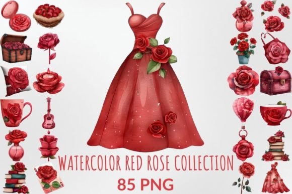 Watercolor Red Rose Collection Bundle: A Versatile Creative Resource