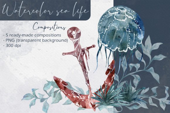 Watercolor Sea Life Compositions: A Creative Treasure for Modern Designers
