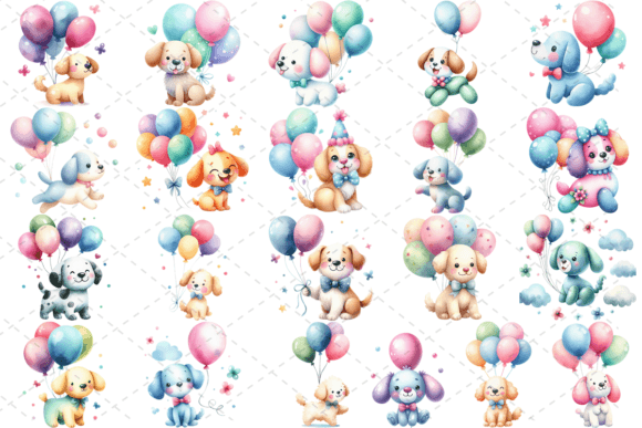 WhimsyPup Watercolor Balloon Dog Bundle